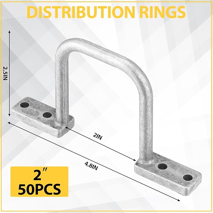 Yaocom 50 Pcs Distribution Rings Aluminum D Ring for Sorting Out Electric Cables, Cable Management, for Commercial and Residential Use, Silver (2 Inch)