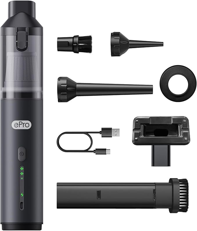 EPROEON EV1396 Cordless Handheld Vacuum Cleaner - 100W 16000Pa Powerful Suction, 14-24min Runtime, Multi-Nozzles & Floor Brush for Home, Car & Narrow Spaces
