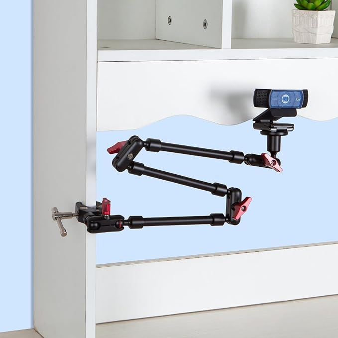 GOINWAVE Magic Arm Camera Mount, 32" Aluminum Articulating Arm with Desk Clamp & Standard 1/4" Screw, Heavy Duty Overhead Phone Mount for Video Recording, Live Streaming, Vlogging