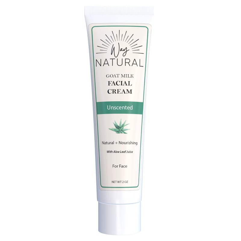 Way Natural Goat Milk Lotion, Fragrance-Free - Natural Facial Moisturizer for Women & Men w/Aloe - Hydrating Face Moisturizer for Dry Skin, Day & Night - Unscented Goat Milk Face Cream - 2oz Tube