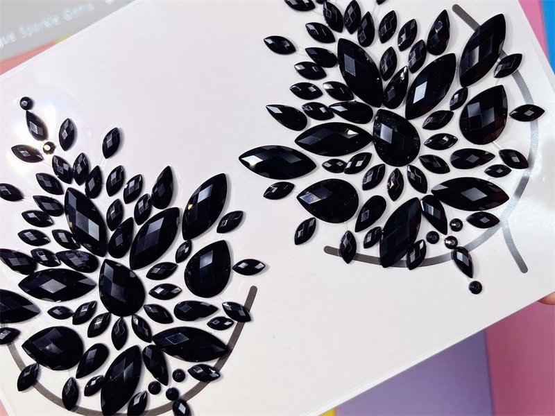 Topz Black Body Gems Sticker Halloween Makeup Collection Rhinestone Sticker Temporary Tattoo Nipple covers diamond pasties body jewels face gems for festival