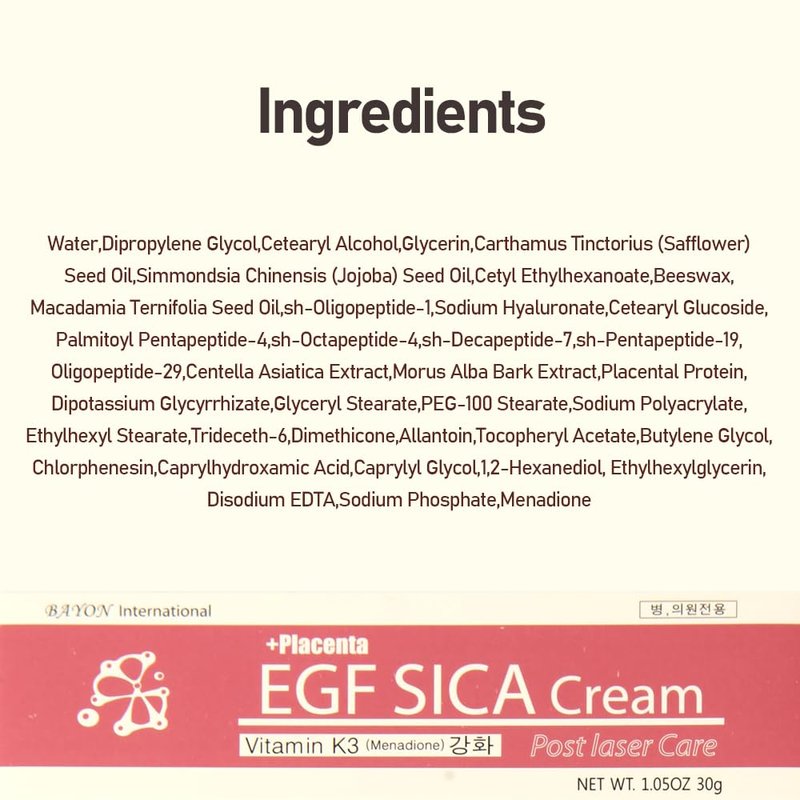 Placenta EGF SICA Cream1.05oz 30g. Bruise Cream. Improve Blush,dark cirles skin. After scar, acne treatment. nourishing.Elasticity.Vatality skin. KoreanCICA .