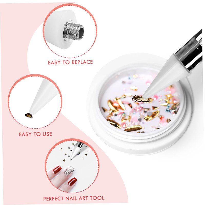 Beaupretty Nail Rhinestones Picker Wax Replacement Tips Point Drill Pen Head for Dual Ended Wax Nail DIY Art Decoration,10Pcs