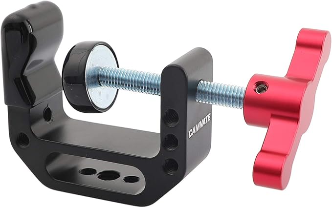 CAMVATE C Clamp with 1/4 and 3/8 thread hole for Camera Monitor(Red handle)