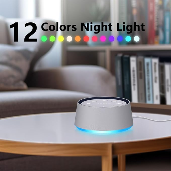 LazyNight Sound Machine with 30 Soothing Sounds White Noise Machine 12 Colors Night Light for Baby Adults Kids Sleep Machines 36 Volume Levels 5 Timers for Home Office