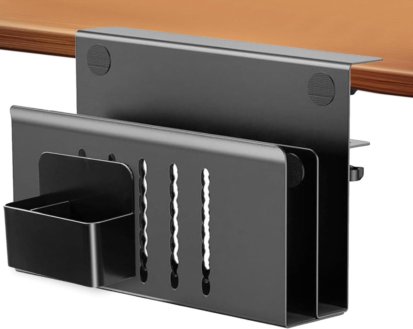osseph 2 Tier Desk Side Storage Organizer, Under Desk Laptop Holder, No Drill Hanging Desks Caddy for Office & Home, Clamp On Desk Shelf for Tablet, Files, Accessories, Load 30Lbs