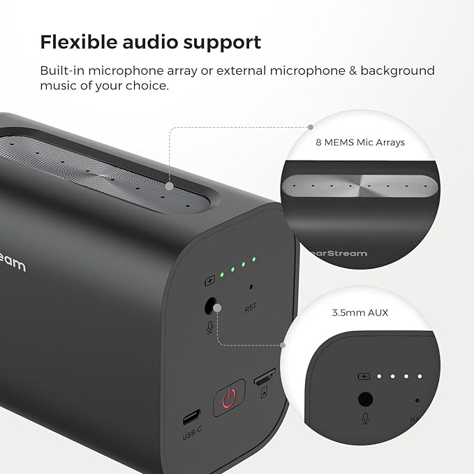 NearStream VM33 Gen 2 2K Wireless Streaming Camera with 40X Zoom, App Control, 6H Battery, RTMP & NDI Protocol, 8 Noise Canceling Mics/External Mic Input, Multi-cam, Stream on Facebook/YouTube/Twitch