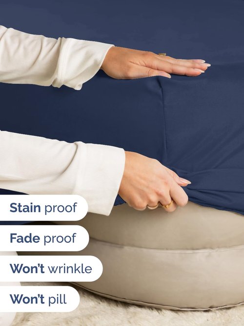 Extra Deep Twin XL Fitted Sheet - Hotel Luxury Single Fitted Sheet Only - Easily Fits 18 inch to 24 inch Mattress - Ultra Soft, Wrinkle Free with Extra Deep Pockets - Breathable & Comfy - Navy Blue