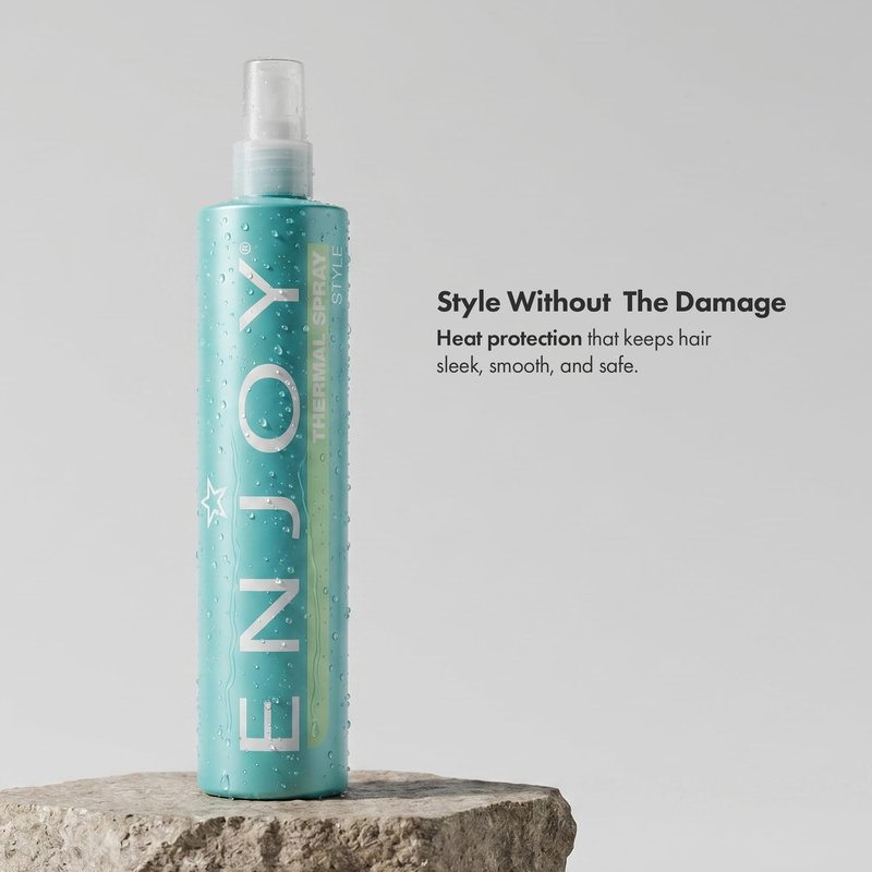 Enjoy Thermal Spray, Non-Aerosol Firm Flexible and Brushable Hold Hairspray, Heat Protection and Radiant Shine for Hot Tool Styling, 10.1 Fl Oz