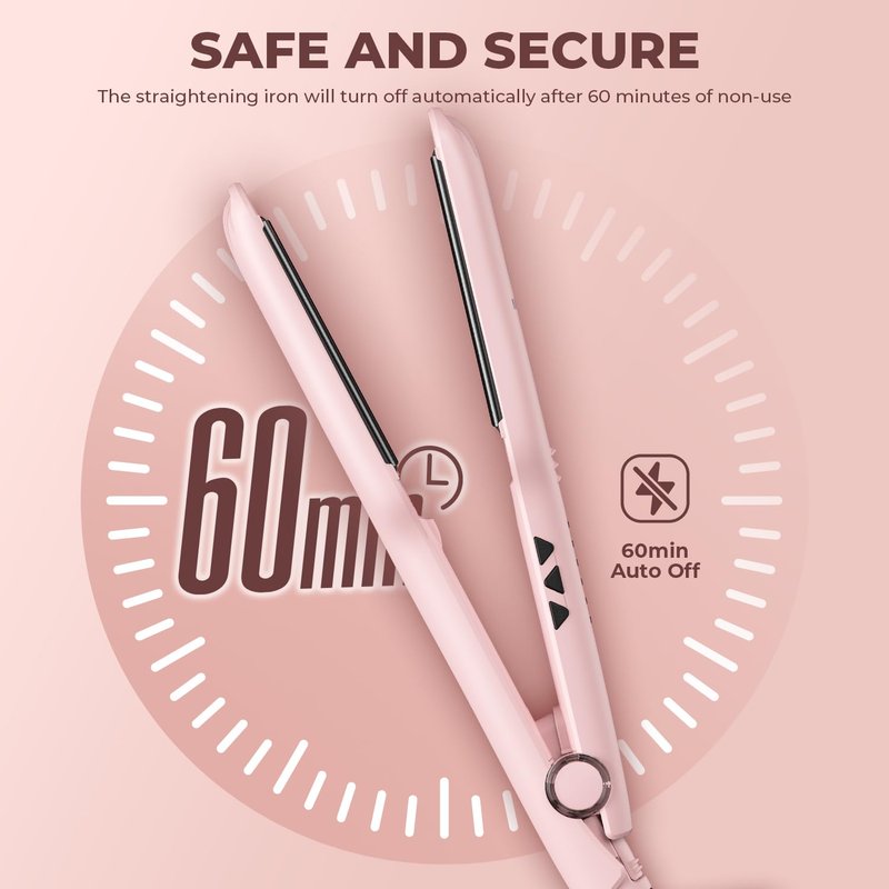 MiroPure 1.5 Inch Flat Iron, Hair Straightener with 30S Fast Heating & 60min Auto Shut-Off, Hair Straightener and Curler 2 in 1 with 3D Ceramic Floating Plates, Black