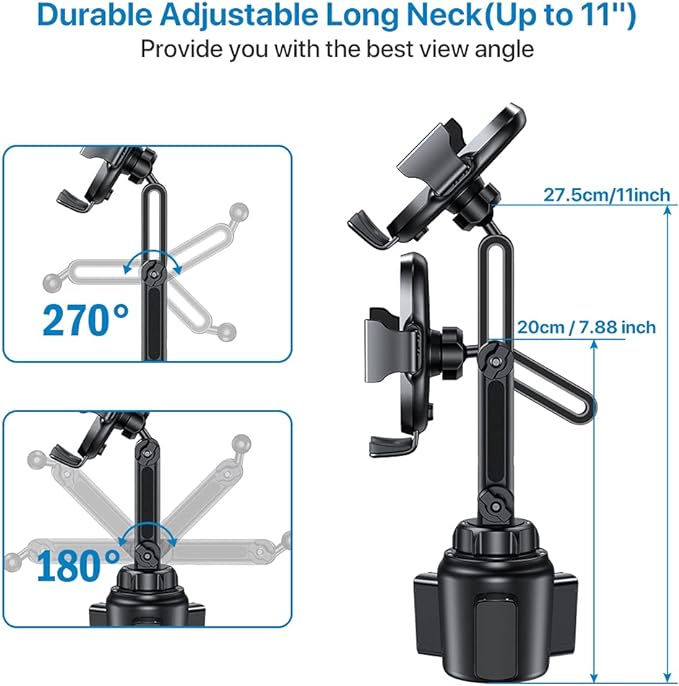 Miracase Cup Phone Holder for Car, [Upgraded Version] Adjustable Long Neck Car Cup Holder Phone Mount Cradle Friendly Compatible with iPhone Samsung Google and All Smartphones, Green