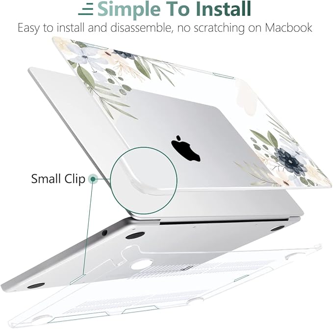 MEEgoodo Case for M5/M4/M3/M2 MacBook Air 13 inch 2026 2025 2024 2022, Fit Model A3449/A3240/A3113/A2681, Case Compatible with MacBook Air 13.6-inch, Vintage Floral