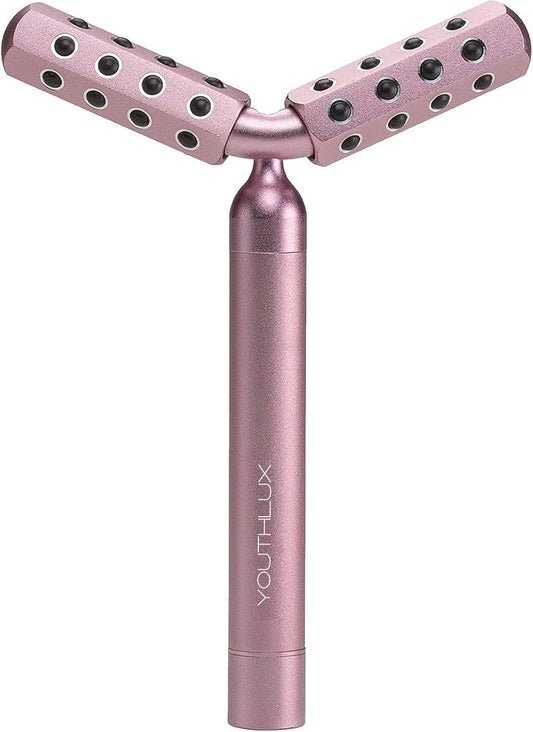 Germanium Stone Face Roller - Uplifting Beauty Tool for Skin Tightening, Firming & De-Puffing | Rose Gold