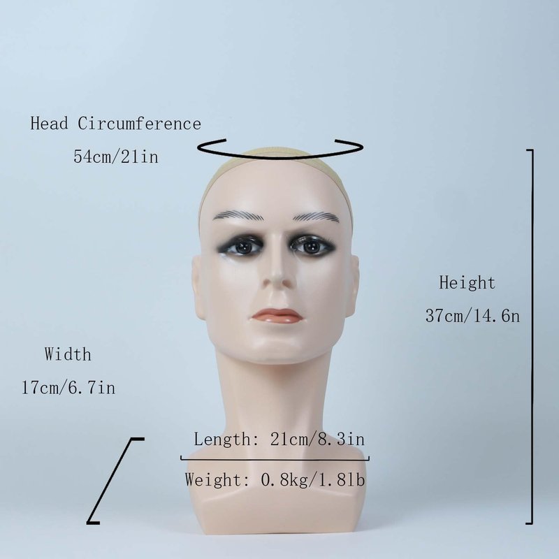 KIMUIMA Male Mannequin Head - Beige Tone, Intricate Facial Features for Wigs Holder, Photography Props, Retail Store Decor, Salon Styling Aid，Beauty Schools, Salon Training Tool
