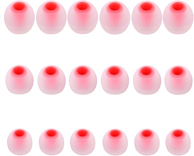 MMYQXI Earbud Replacement Tips Silicone Earbud Tips Earbud Covers Fit for in-Ear Headphones (Inner Hole 3.8mm -5.1mm) Eartips Earbud Rubber Tips 9 Pairs S/M/L, transparent/Red