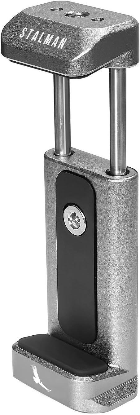 KONDOR BLUE x Tyler Stalman | Horizontal Smartphone Clamp | Phone Rig Tripod Mount with Arca Plate, 1/4-20 Threads, ARRI Anti-Twist Mounts, Strong Clamping Force, Case Friendly Fit | Gray