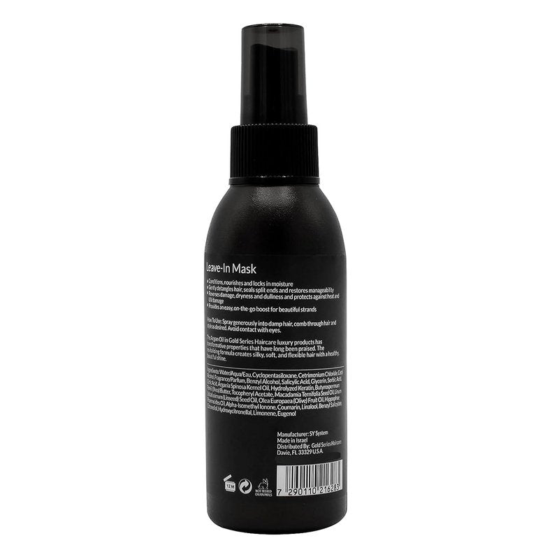 Gold Series Leave-In Hair Mask – Argan Oil Hair Mask Enriched with Keratin – Nourishing and Gently Detangling Leave In Conditioner Spray for Curly, Frizzy or Damaged Hair, 4.2 Fl.oz