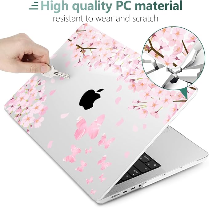 DONGKE Compatible with MacBook Pro 16 Inch Case (2026-2021 Release, M5 M4 M3 M2 M1 Pro/Max Chip), Plastic Hard Shell Cover with Keyboard Cover & Screen Protector for MacBook Pro 16", Flower Blossoms