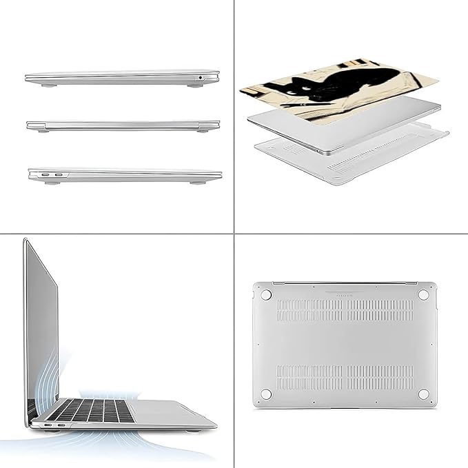 COTAIL Compatible with MacBook Air 13.3 13.6 Inch Case 2022 2021 2020 2019 Plastic Hard Shell Case Cover,13.3 Pro(A1706/A1708/A1989/A2159/A2289/A2338), Black Cat