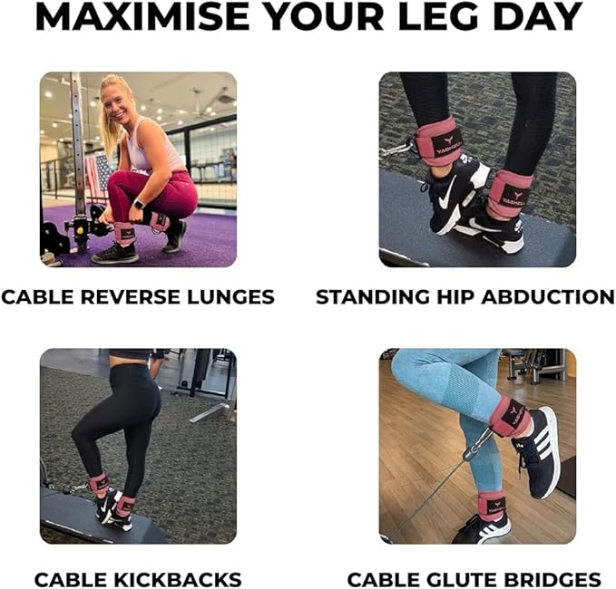 YAGHZU Ankle Straps for Cable Machines Women, Glute Kickback Cable Machine Attachments, Gym Ankle Cuffs, Wrist Cuffs for Workout, Leg Training Accessory, Fitness Gear for Home or Gym