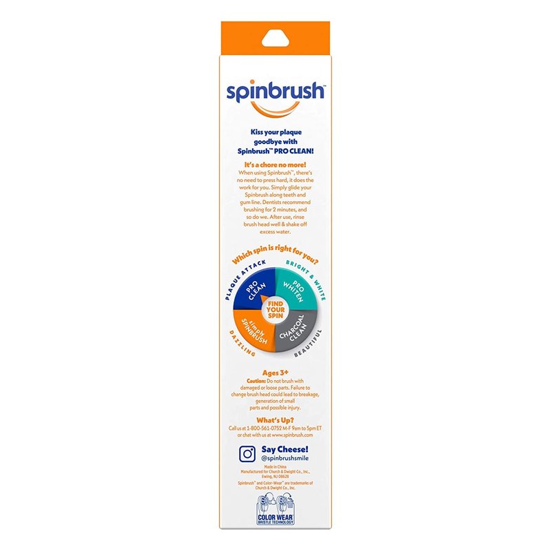 ARM & HAMMER Spinbrush Pro Series Daily Clean Powered Toothbrush Medium - Color Vary (Pack of 2)