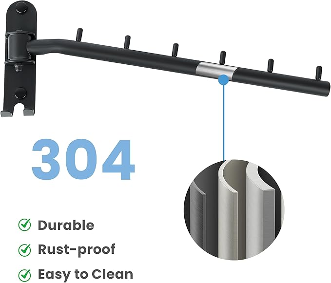 Mooche Swing Clothes Hanger Rack, Garment Racks Folding Clothes Bar Wall Mounted, 180°Rotation Laundry Drying Rack 304 Stainless Steel Space Saving for Laundry Room Bedroom Balcony, 11.93" Long