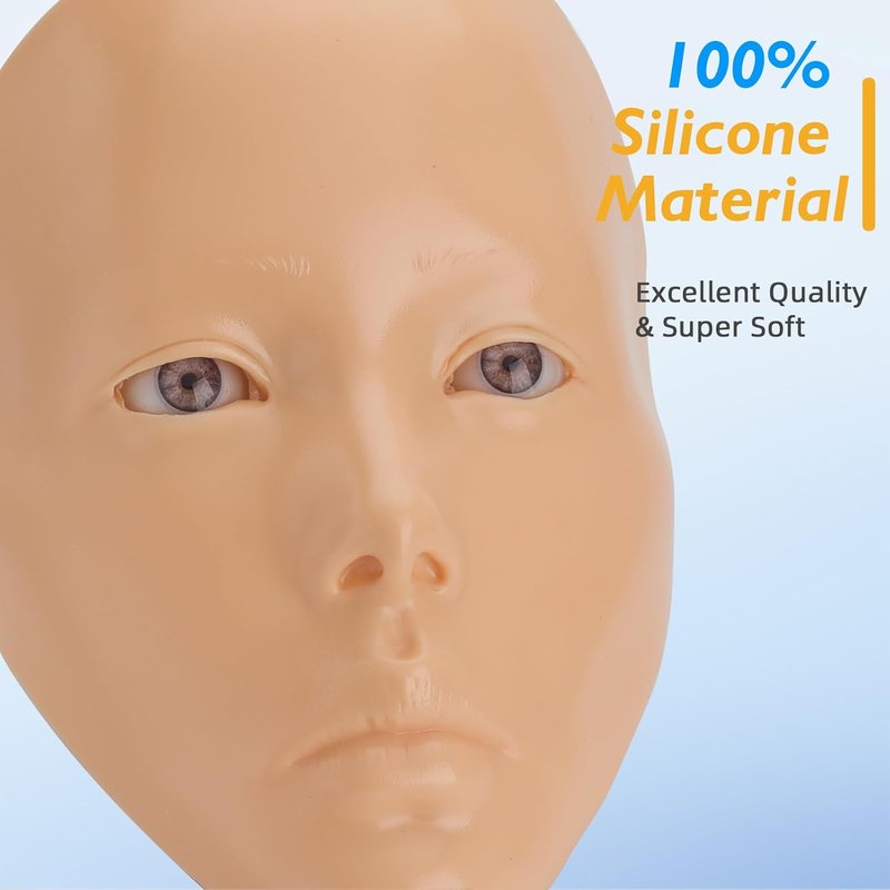 Silicone Makeup Practice Face Board - 5D Reusable Training Model for Beginners | Ideal for Eyeshadow Techniques