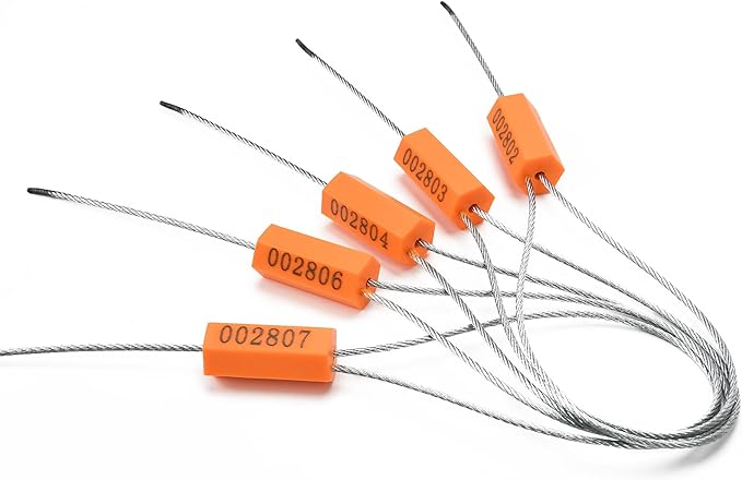 Leadseals 100PCS Steel Cable Seals Metal Security Seal Numbered Metal Truck Trailer Seals Security Tags Tamper Evident Tags Container Seals Pull Tight Steel Wire Seals