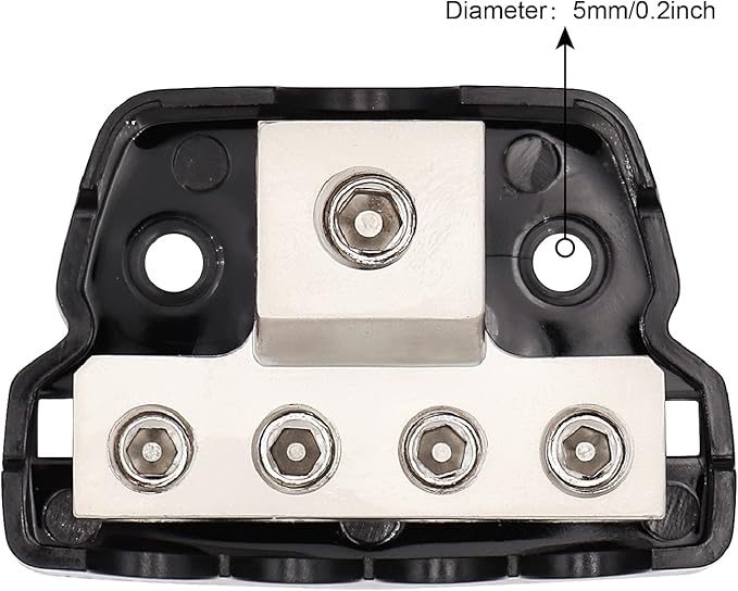TuoLauthon 4 Way Power Distribution Block 1x 0/2/4 Gauge in 4X 4/8/10 Gauge Out Nickel Plated Car Audio Splitter Amp Distribution Connecting Block,2Pcs