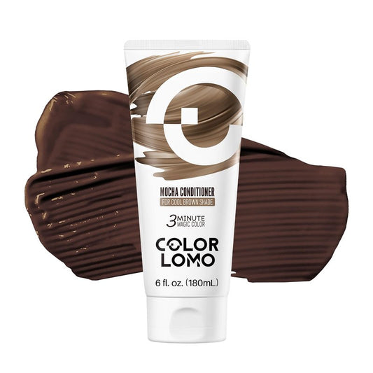 COLORLOMO Color Depositing Conditioner for Bleached Hair, Semi Permanent Hair Color Conditioner with Shea Butter & Almond Oil, Hydrates & Refreshes Faded Color, Vegan, 6oz-Mocha