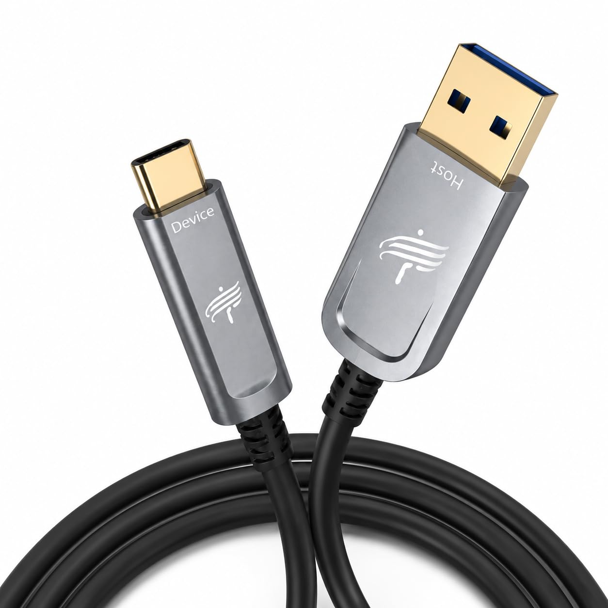 DWLCWY Fiber Optic USB A to USB C Cable(50ft),High Speed 10Gbps USB 3.2 Gen2 Active Optical Cable for VR, Webcam, Laptop,Camera,Projector etc,Grey