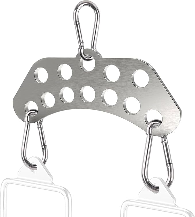 Lights Mountain Double to Single Adaptor Plate for Cable Pulley Machines, Durable Solid Stainless Steel with 3 Carabiners, Suitable for Dual Cable Machines LAT Pulldown, Shoulder & Biceps Exercises