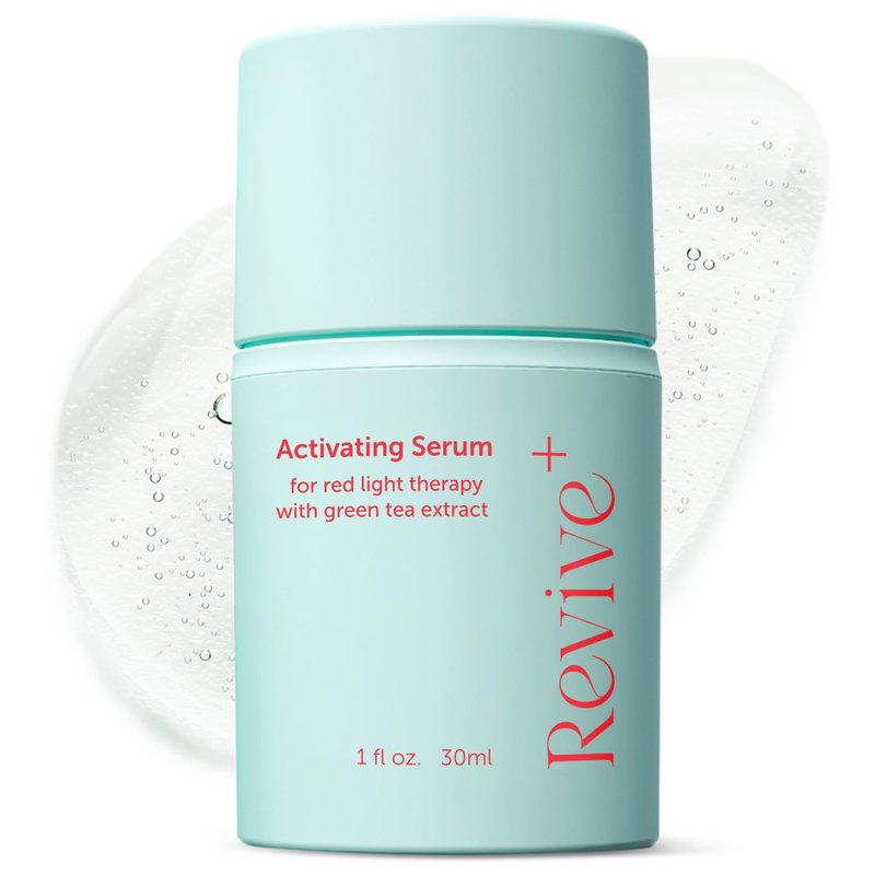 Red Light Therapy Serum for Face - Amplify Microcurrent Results | Hydrating with Green Tea & Hyaluronic Acid | 1oz