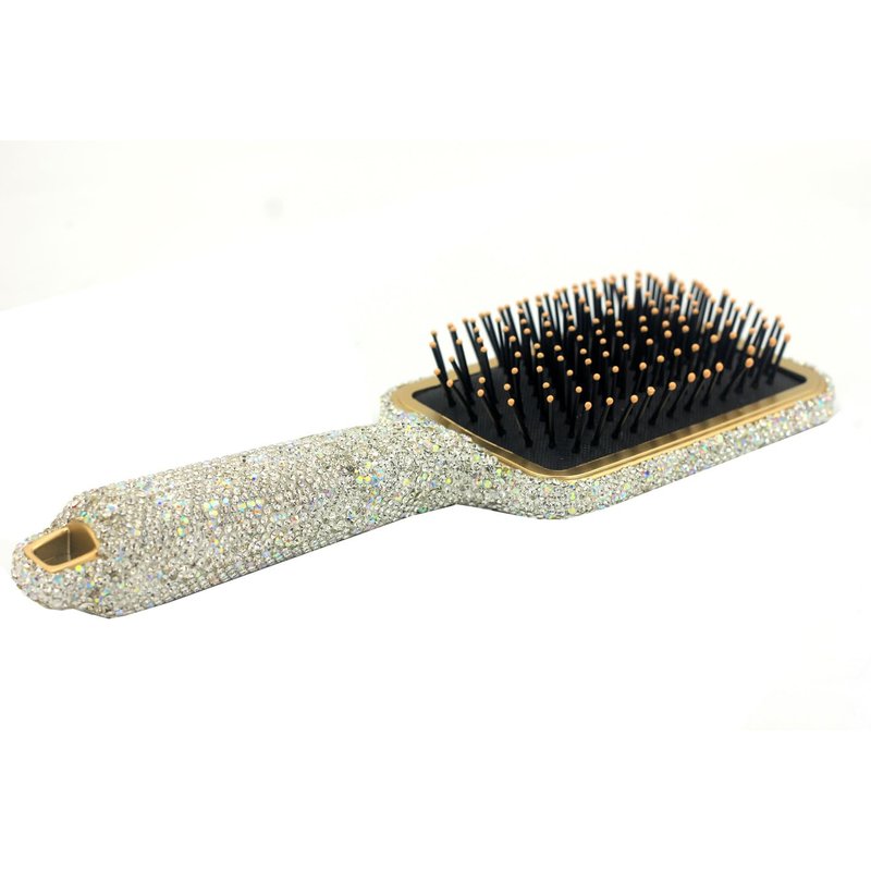 Bestbling Hair Brush - Detangle Hair and Comb, Massage Cushion, Anti-static, Smooth and Sleek Hair, Luxury Rhinestone Design Suitable for Women (Square01 Silver)