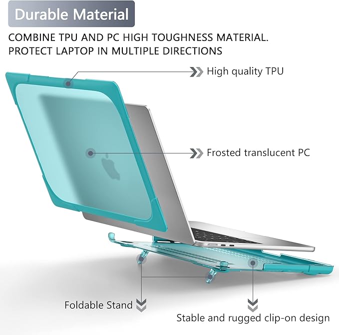 Batianda FlexStand Heavy Duty Case for MacBook Air 13.6 inch, Matte Blue