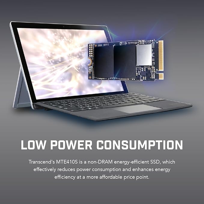 Transcend MTE410 2TB M.2 2242 SSD, Up to 5000MB/s, PCIe Gen4x4 NVMe 3D TLC for Ultra-Thin Laptops/Lenovo Legion Go/Yoga Gen 6/ASUS ExpertBook/ZenBook/Mini PC/DRAM-Less Design for Low Power Consumption