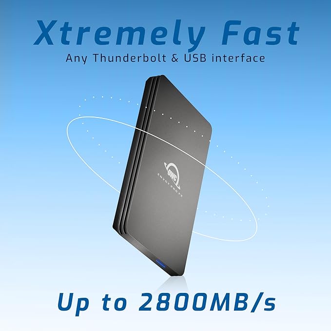 OWC 4TB Envoy Pro FX Portable Rugged External NVMe M.2 SSD Drive Thunderbolt 3, USB3.2 USB-C, up to 2800MB/s speeds, Drop/Shock Resistant Compatible with Mac and PC