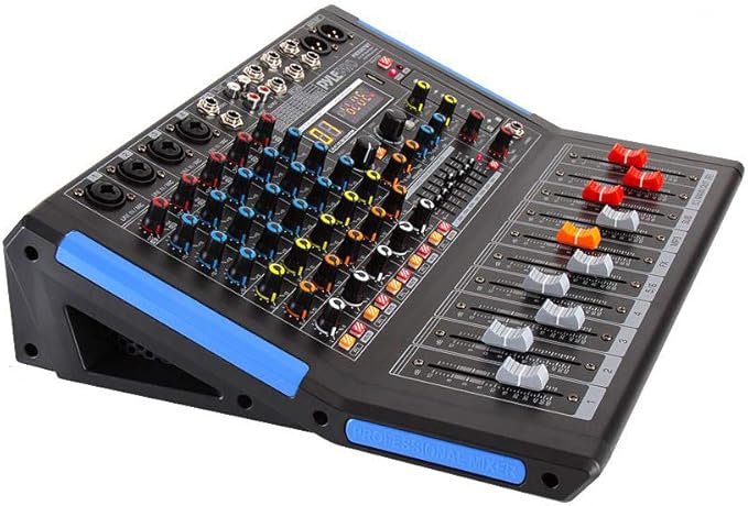 Pyle 6-Channel Console Style Audio Mixer with Bluetooth - DJ Sound Controller, 4 XLR / Combo Inputs, Sub Out, +48V Phantom, USB-A In, 16 DSP Effects, MP3 Player, 7-Band EQ - PMXU67BT