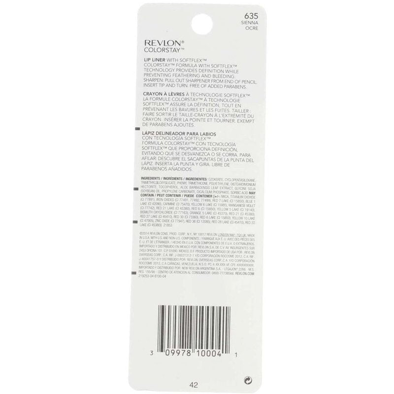 Revlon ColorStay Lipliner with SoftFlex, Sienna [635] 1 ea (Pack of 3)