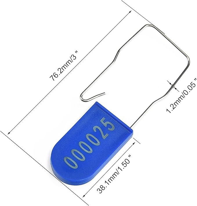 LeadSeals 50PCS Plastic Padlock Security Seals Metal Wire Padlocks Electric Meter Lockout Tags Disposable Anti-Tamper Lock Numbered Anti Tamper Tags Blue