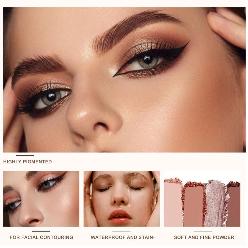Mini Neutral Nude Cool-Toned Eyeshadow Palette with Mirror – Matte&Shimmer High-Pigment,Blendable Long-Lasting Waterproof Mini Smokey Eye&Contour Palette for Natural Makeup, Paleta de Sombras de Ojos
