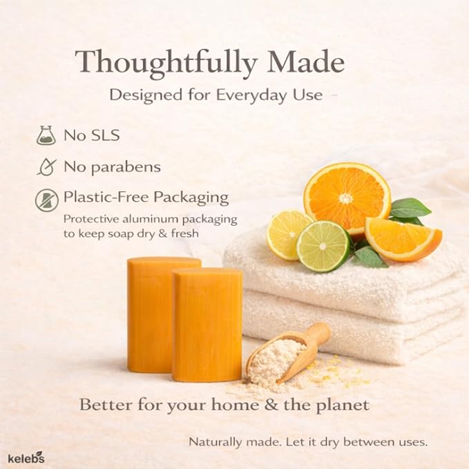 KELEBS Laundry Soap Bar â Family Pack (16 Bars) â Natural Citrus Formula with Organic Ingredients â Stain Remover for Delicate Clothes, Underwear, Collars