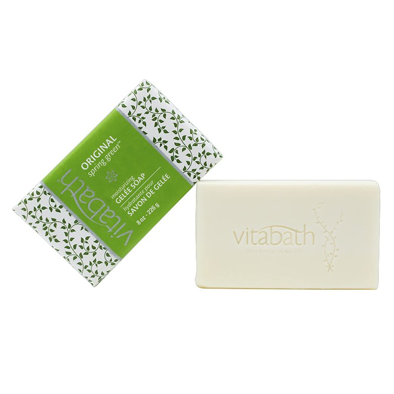 Vitabath Original Spring Green Moisturizing Gelee Bar Soap All Over Gentle Foaming Cleanser & Hydrating Solid Body Wash - Nourish & Rejuvenate All Skin Types Women & Men - 8oz (Pack of 3)