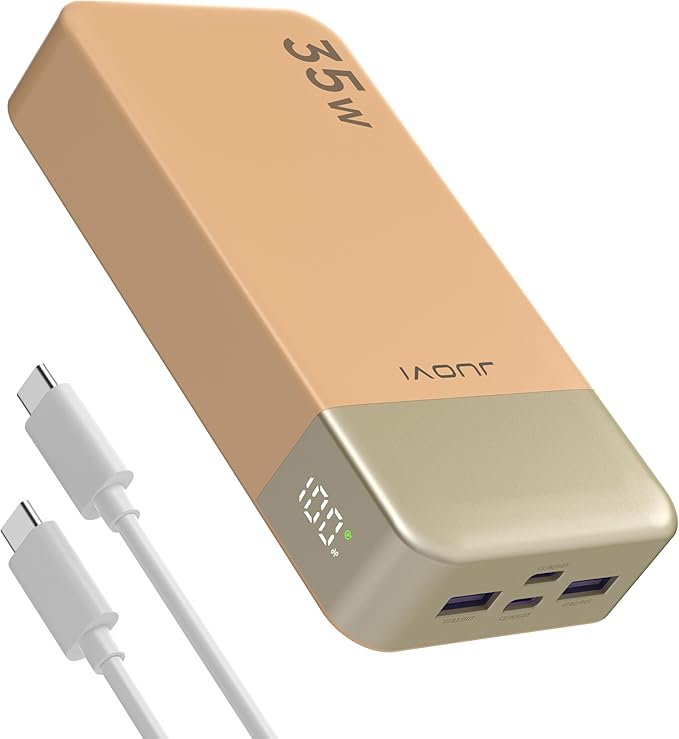 JUOVI Power Bank Portable Charger 20000mAh 35W Fast Charging，PD 3.0 QC 4.0 Phone Charger with LED Display, Travel Battery Pack 2 USB C 2 USB A Ports for iPhone 16/15/14 Series, Galaxy, iPad