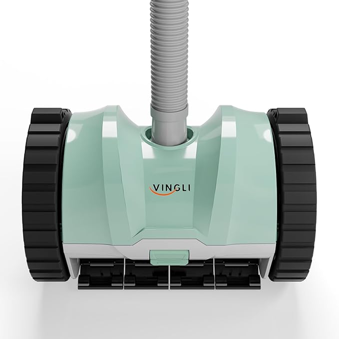 VINGLI Pool Vacuum Cleaner, Automatic Pool Sweeper for Ground&Inground Pools, Suction Side Wall-Climbing Sweeper with 39.6ft Tangle-Free Hose (Mint Green&Gray)