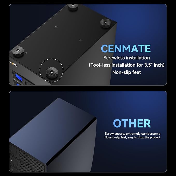 CENMATE 8 Bay Hard Drive RAID Enclosure with Cooling Fan for 2.5/3.5" SATA HDD/SSD with USB A/C 3.0＋eSATA Cable, 3.5 Hard Drive Enclosure Supports 160TB Capacity, 8 RAID Modes, DAS(NO NAS)
