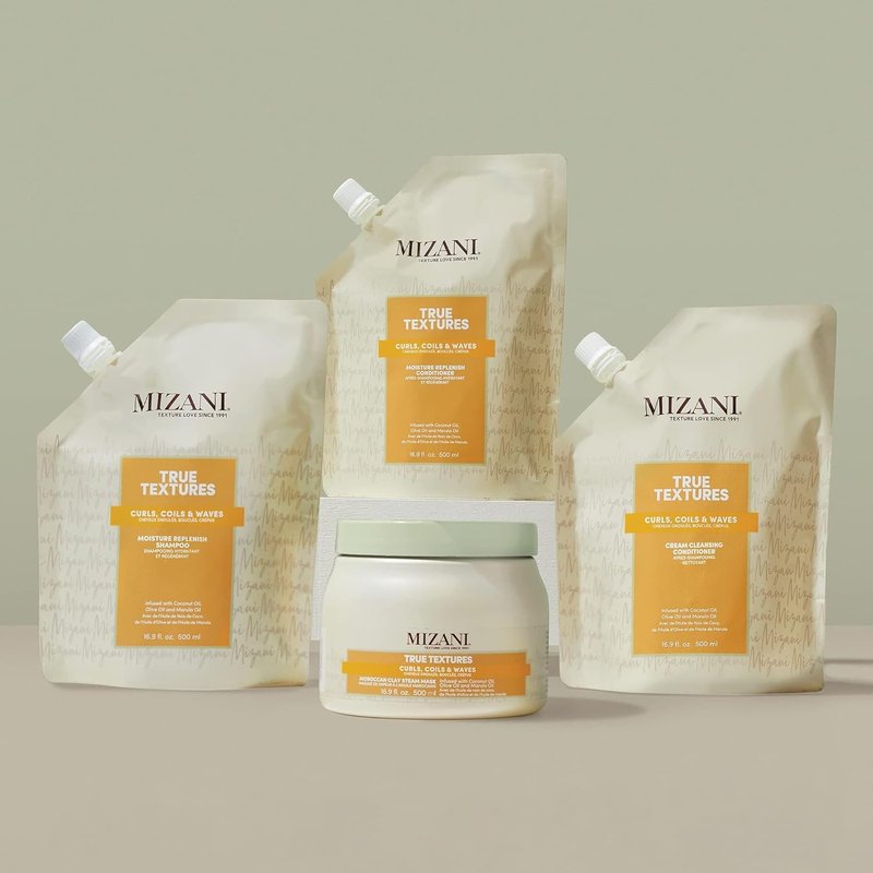 Mizani True Textures Moisture Replenish Conditioner - Deep Conditioner for Curly Hair with Coconut Oil & Olive Oil, Anti Frizz, Silicone-Free, Paraben Free, 16.9 Fl Oz