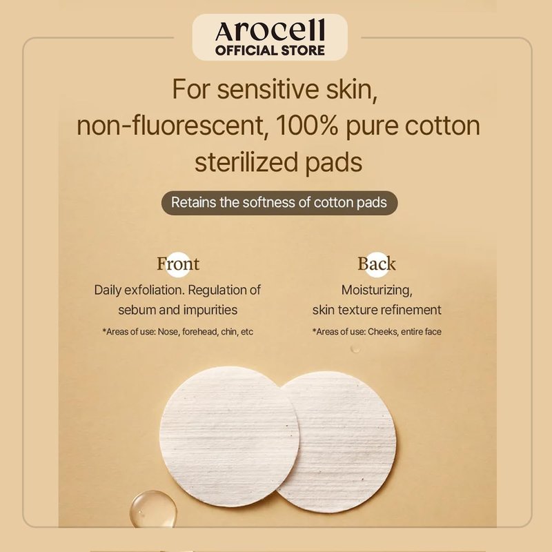 AROCELL Total Solution Ampoule Pad 28 Sheets – Korean Skincare Cotton Face Pads for Hydrating, Moisturizing, Exfoliating, Wrinkle Care, Elasticity Boosting, Pore Refining, Daily Toner Treatment