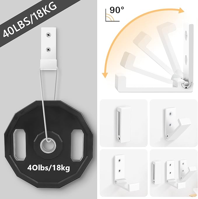 SPLAYTAP Folding Coat Hooks, 5pcs White Wall Hooks Heavy Duty for Hanging Coat Towel Backpack, Foldable Adhesive Hooks, Headphone Jacket Holder, Aluminum Alloy Hook with Screws for Purse Hat Bag Keys