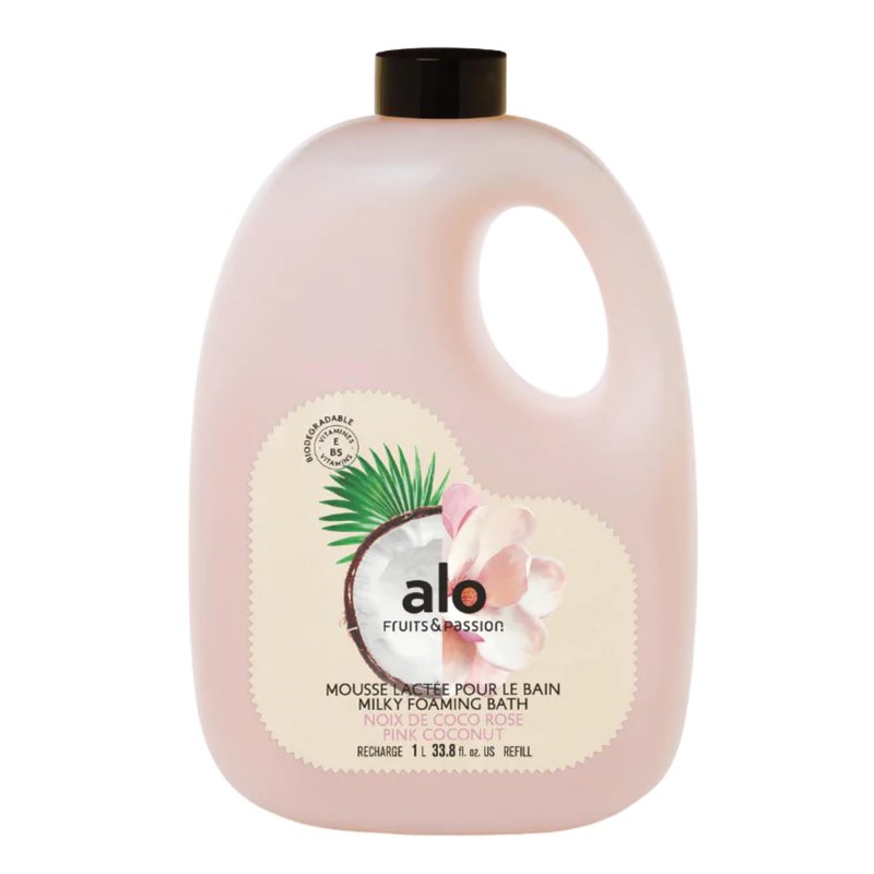 ALO Fruits & Passion Pink Coconut Milky Foaming Bath Refill, 33.8 fl oz, Made in Canada